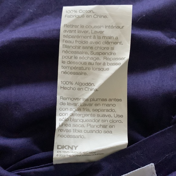 DKNY Decorative Pillow: Navy & White, Soft Feather Insert, Zipper Open, Bolster - Picture 6 of 6